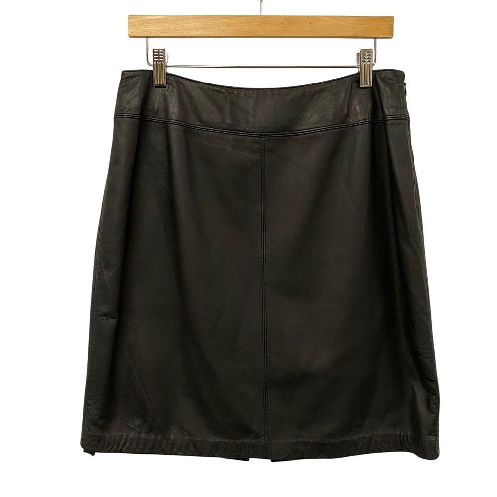 Croft & Barrow Black Lambskin Leather Skirt Size 12 Dark Academia‎ Grunge Gothic